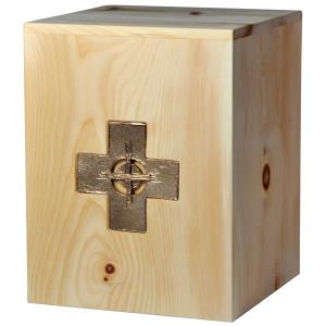 Urna "Croce" - legno di cirmolo - 28,5 x 22 x 22 cm