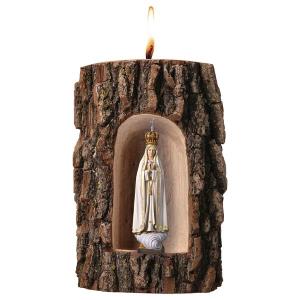 Madonna di Fátima Capelinha con corona in grotta olmo con candela