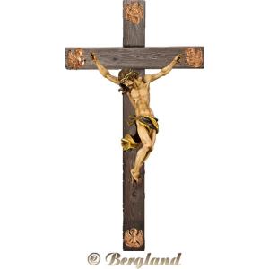 Cristo Barocco su croce "Legno vecchio" con Evangelisti