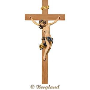 Cristo Barocco su croce in rovere semplice larga