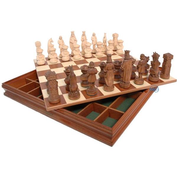 Gioco scacchi cm 9 con cassetta in legno - con Cera d'api