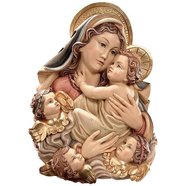 Madonna mezzobusto con bambino e angeli - colorato