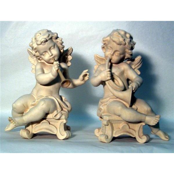 Angeli seduti con tromba e corno - stile barocco - naturale