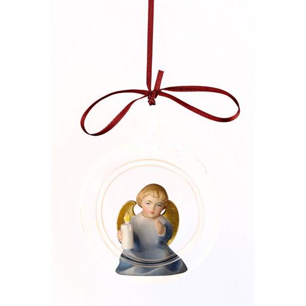Angelo in una sfera di vetro con candela - colorato