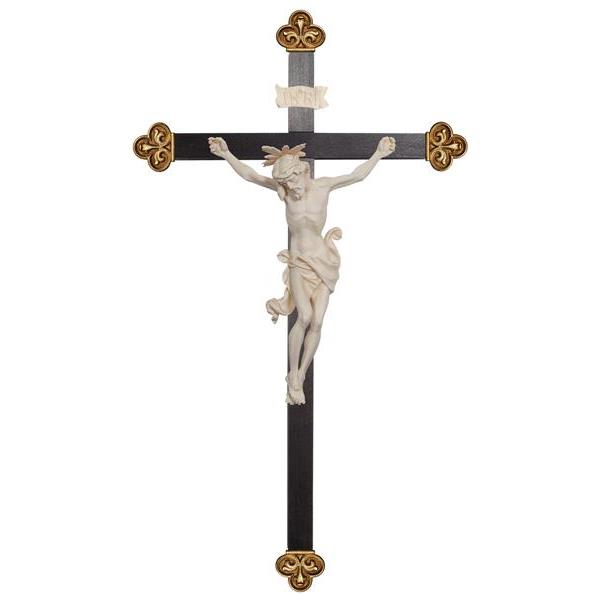 Cristo Leonardo con aureola -croce barocca - naturale