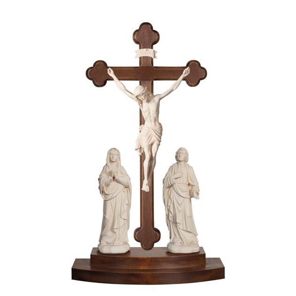 Gruppo di crocefissione Siena su croce barocca d'appoggio - naturale