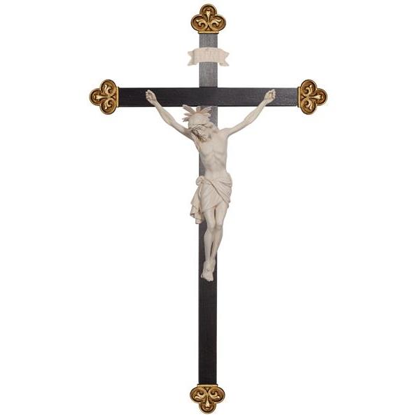 Cristo Siena con aureola -croce barocca - naturale