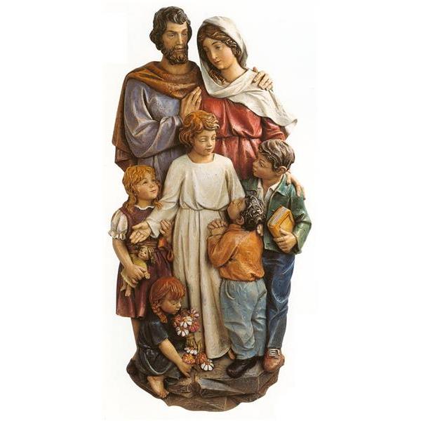 Sacra Famiglia con Bambini - Fibra di Vetro Colorato