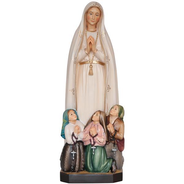Madonna di Fatima con 3 Pastorelli in legno - colorato