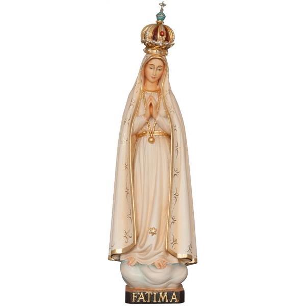 Madonna di Fatima pellegrina con corona legno - colorato