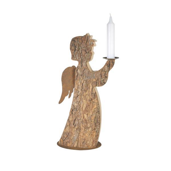 Angelo di legno porta candela da tavolo - naturale