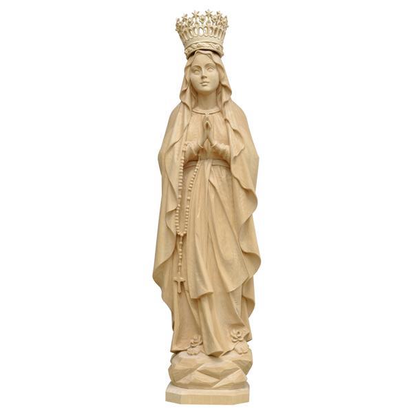 Madonna di Lourdes con corona - Legno di tiglio scolpito - naturale