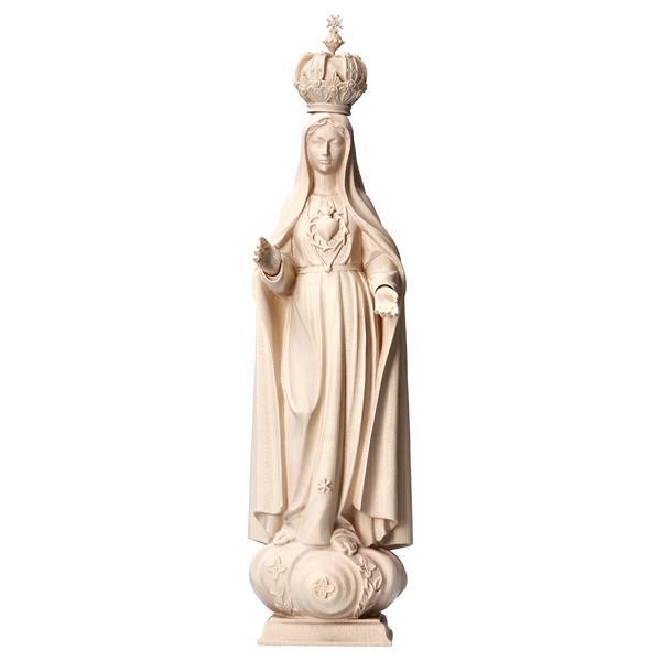 Sacro Cuore di Maria dei Pellegrini con corona - Legno di tiglio scolpito - naturale