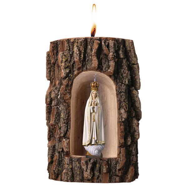 Madonna di Fátima Capelinha con corona in grotta olmo con candela - colorato