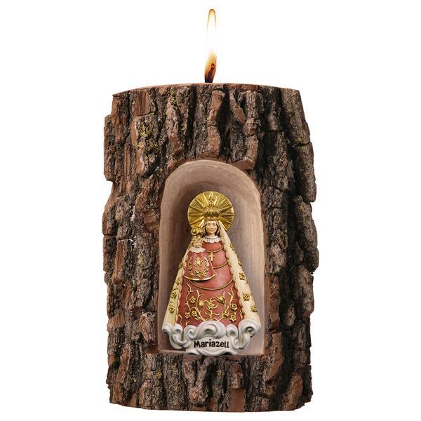 Madonna di Mariazell in grotta olmo con candela - colorato