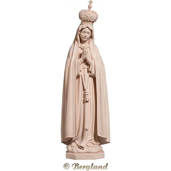 Madonna di Fatima con corona in legno - naturale