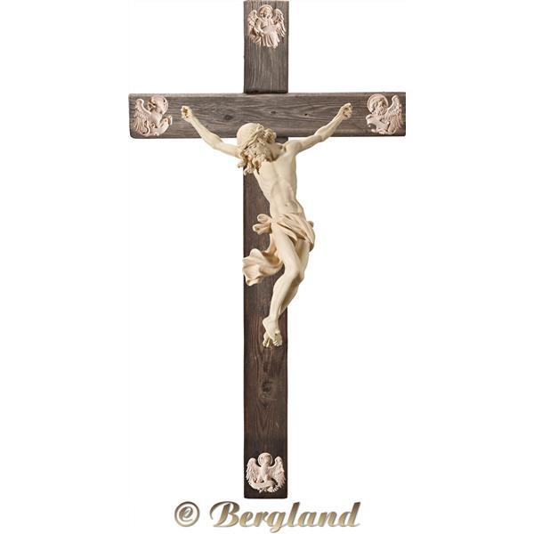 Cristo Barocco su croce "Legno vecchio" con Evangelisti - naturale