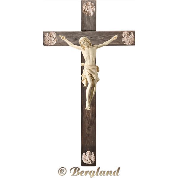 Cristo Pisa su croce "Legno vecchio" con Evangelisti - naturale