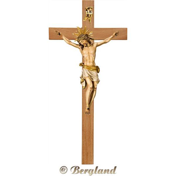 Cristo Pisa su croce in rovere semplice larga - antico