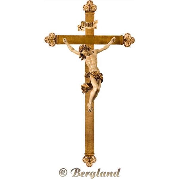 Cristo Barocco su croce barocca - brunito in più tinte