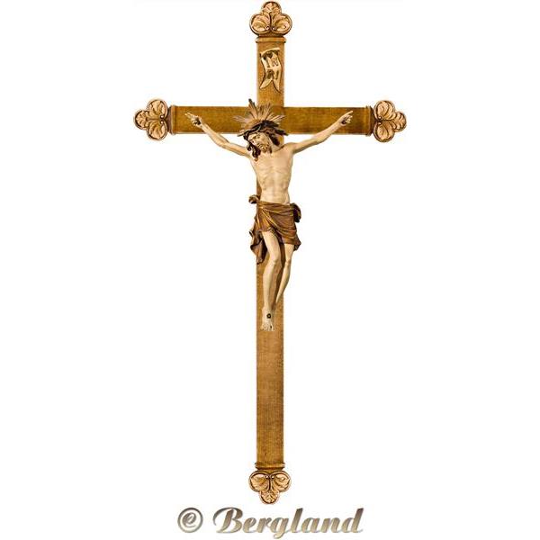 Cristo Pisa su croce barocca - brunito in più tinte