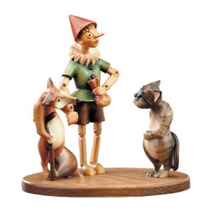 Pinocchio con volpe & gatto (con base)