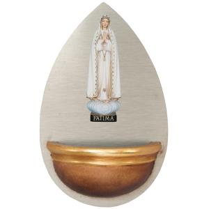Aquasantiera con Madonna di Fatimá in legno