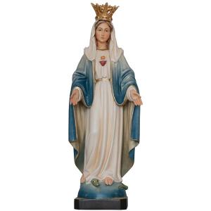 Sacro Cuore di Maria Immacolata con corona legno