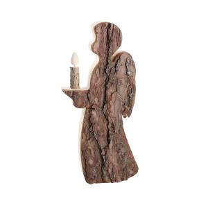 Angelo con candela in legno
