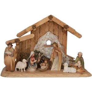 Morgensternkrippe 10 Figuren mit Stall