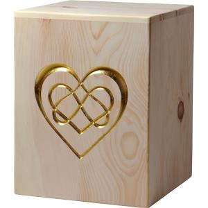 Urna "Amore eterno" oro - legno di cirmolo - 28,5 x 22 x 22 cm