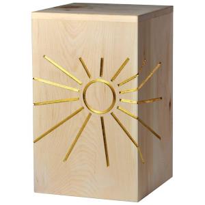 Urna "Luce eterna" oro - legno di cirmolo - 28,5 x 17,5 x 17,5 cm
