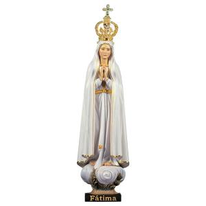 Madonna di Fátima Pellegrina con corona filigrana Exclusive - Legno di tiglio scolpito