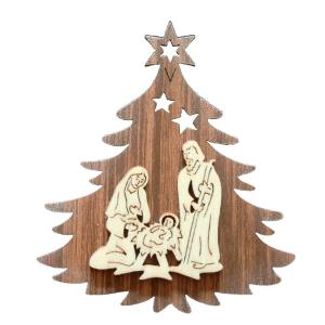 Nativity scene on both sides of fir