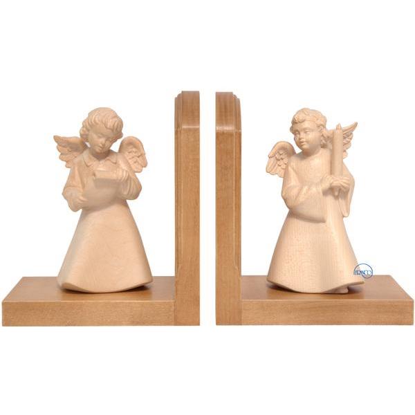 Paio reggilibri - Angeli con papiro e candela - naturale