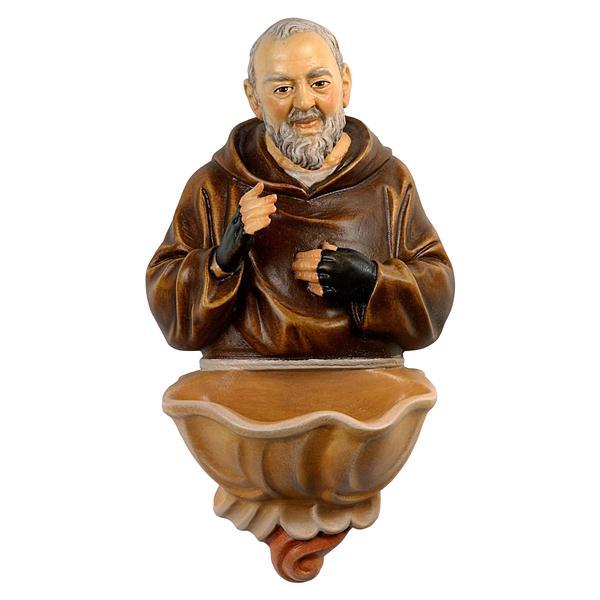 Busto di Padre Pio con acquasantiera - naturale
