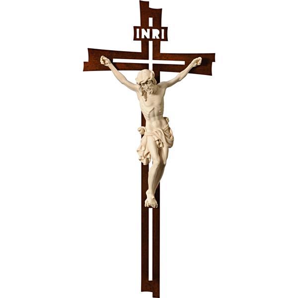 Cristo barocco con croce a raggi - naturale