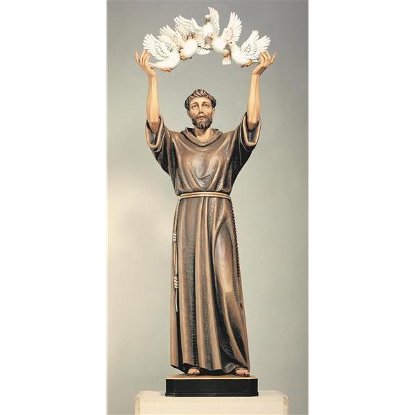 S.Francesco di Assisi con arco di colombe - Fibra di Vetro Colorato