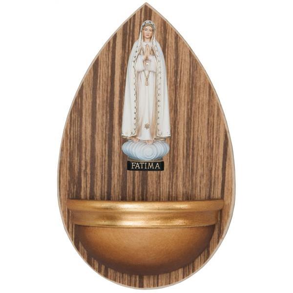 Aquasantiera in legno con Madonna di Fatimá - colorato