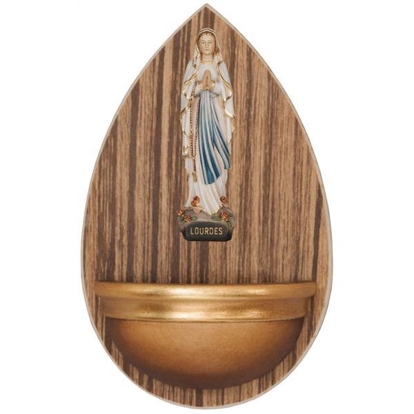 Aquasantiera in legno con Madonna di Lourdes - colorato