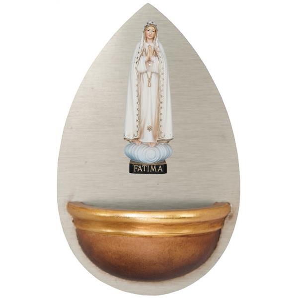 Aquasantiera con Madonna di Fatimá in legno - colorato