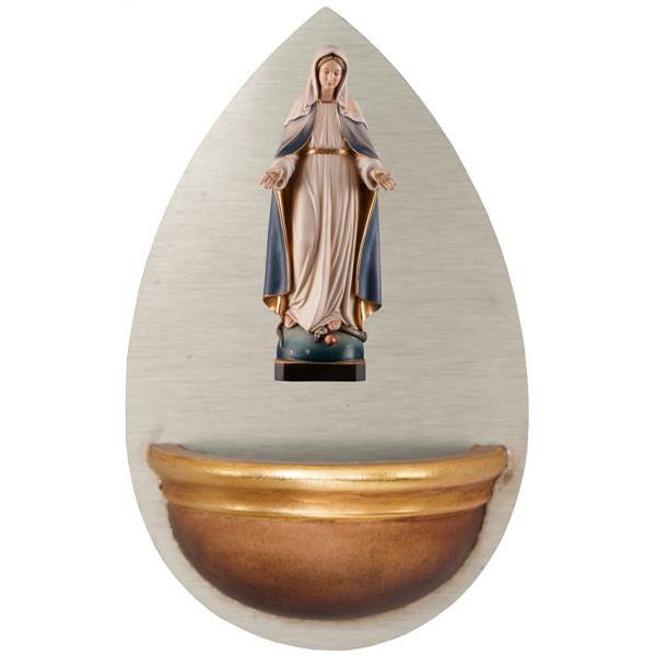 Aquasantiera con Madonna Immaculata in legno - colorato