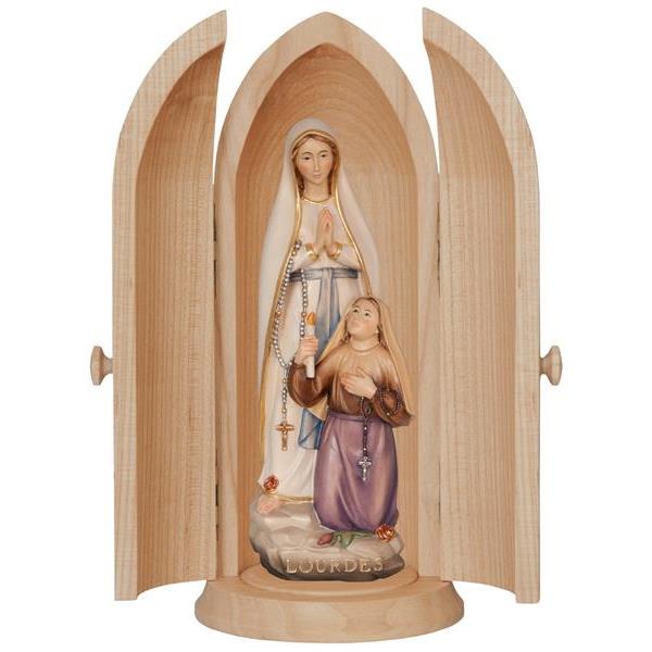 Nicchia con Madonna di Lourdes con Bernadetta - colorato