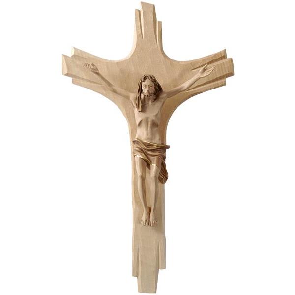 Crocifisso con croce a raggi - Cristo Resurrezione - brunito con oro