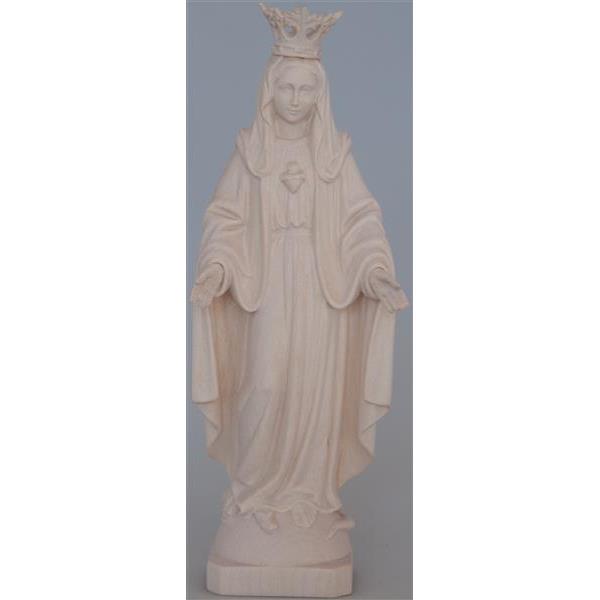 Sacro Cuore di Maria Immacolata con corona legno - naturale