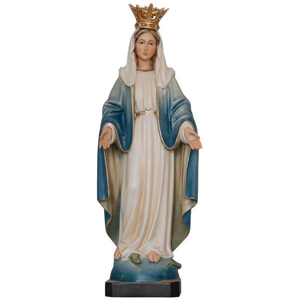 Madonna della Medaglia Miracolosa e corona in legn - colorato