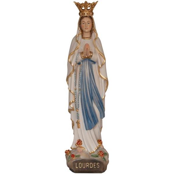 Madonna Lourdes con corona legno Valgardena - colorato