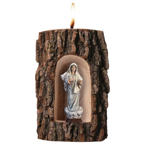 Madonna di Medjugorje in grotta olmo con candela - colorato
