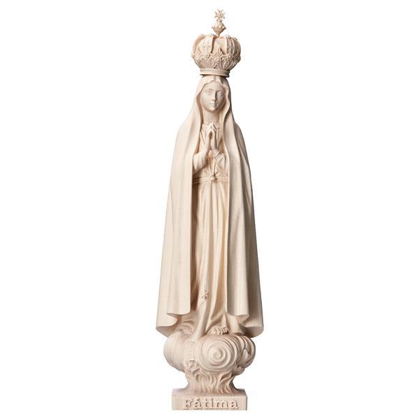 Madonna di Fátima Pellegrina con corona - Legno di tiglio scolpito - naturale