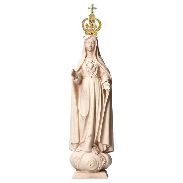 Sacro Cuore di Maria dei Pellegrini con corona filigrana Exclusive - Legno di tiglio scolpito - naturale